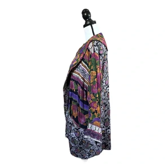 Vintage Mixed Floral Oversized Blazer Jacket 90s Maximalist Art-To-Wear Artsy M - Picture 2 of 13